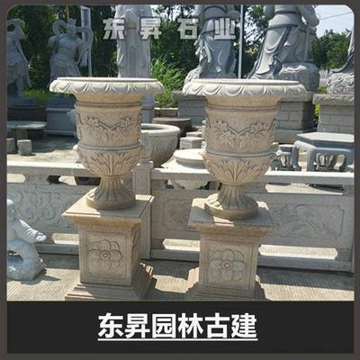 惠安廠家直供 石雕花盆 園林花缽 小區大理石花缽擺放擺件